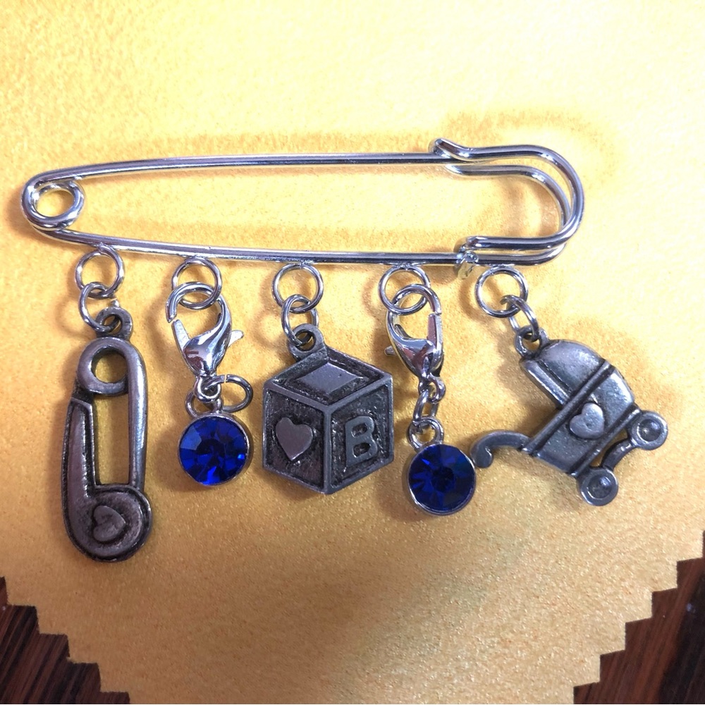 NWT, Handmade by A Charmed Life. Silver Baby Boy Pin